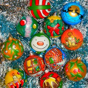 painted Christmas baubles