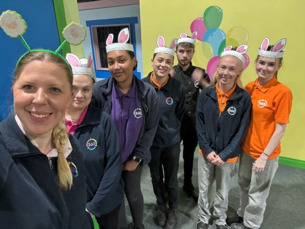 Photo of staff with Easter Headbands