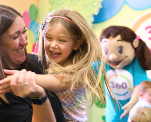 mum and child enjoying a birthday party at 360 play